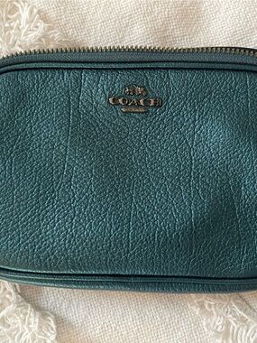 Coach leather double zip clutch bag, metallic mineral